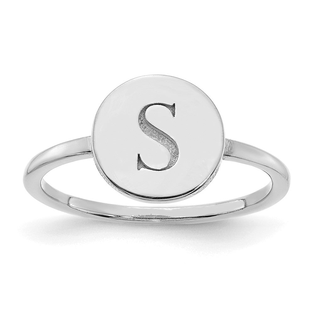 14K Weißgold Siegelring mit Initiale und Kreis