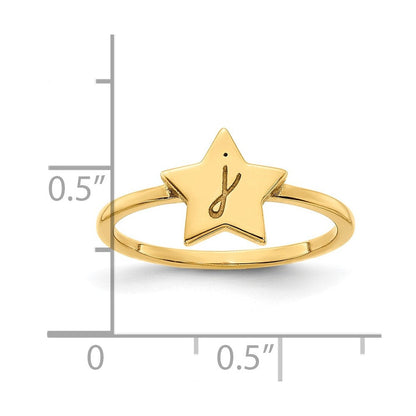 14K Gelbgold Initialen-Stern-Siegelring
