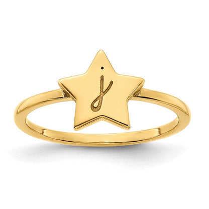 14K Gelbgold Initialen-Stern-Siegelring