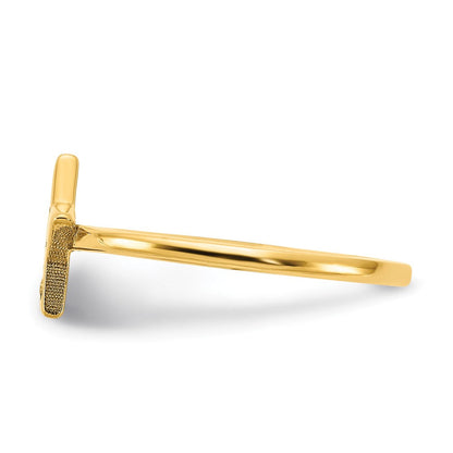14K Gelbgold Siegelring mit Initiale, Stern und echtem Diamant