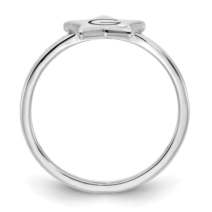14K Weißgold Initial-Stern Siegelring mit echtem Diamant