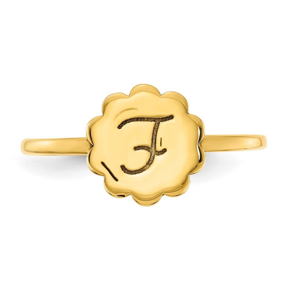 14K Gelbgold Siegelring mit Blumen-Initiale