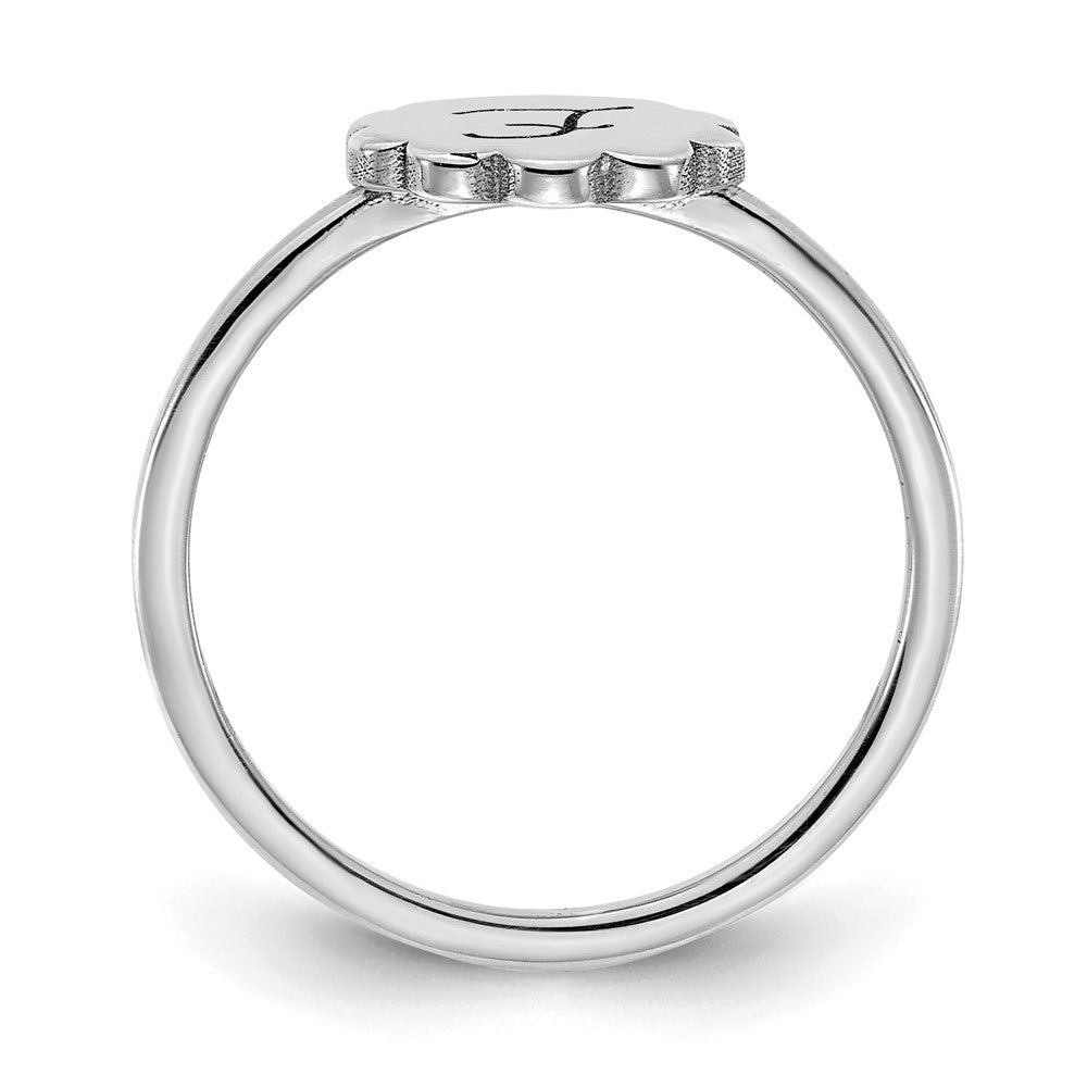 14K Weißgold Siegelring mit Blumen-Initiale