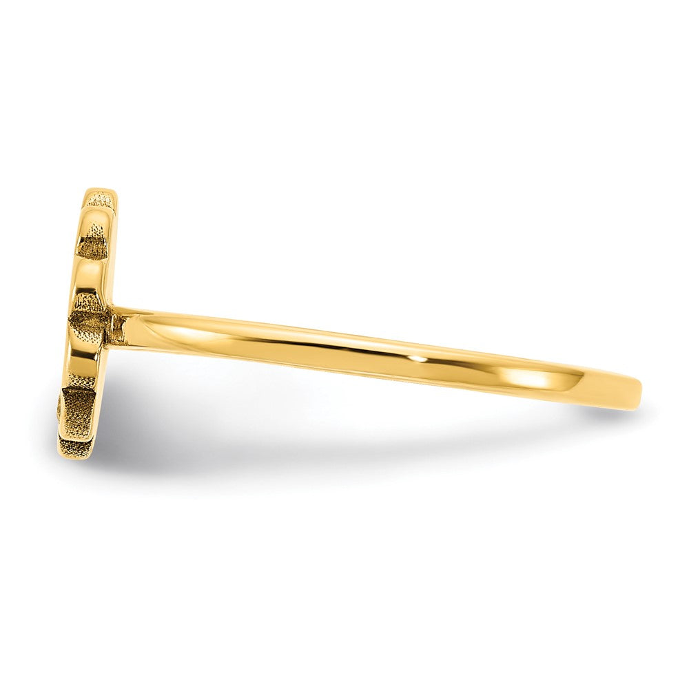 585 Gelbgold Initialen-Blumen-Siegelring mit echten Diamanten