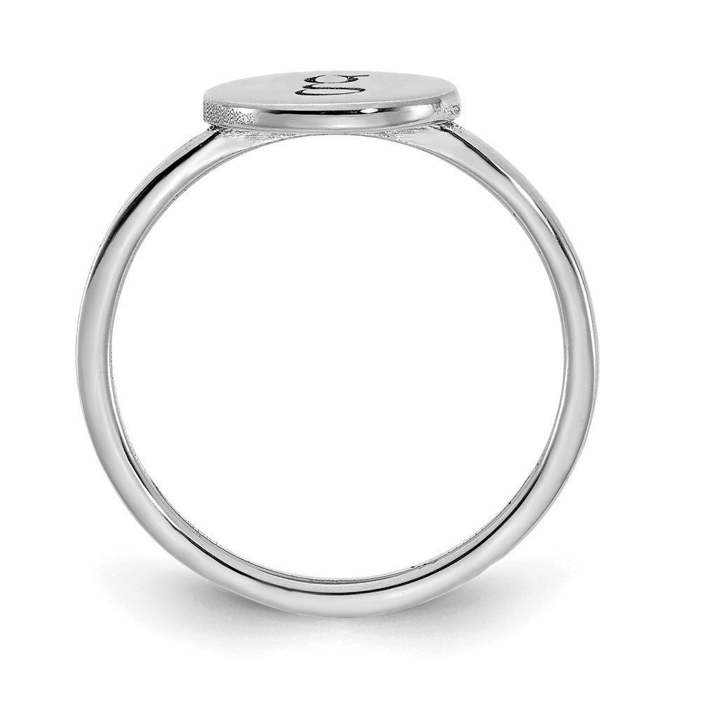 14K Weißgold Siegelring mit ovalem Initial