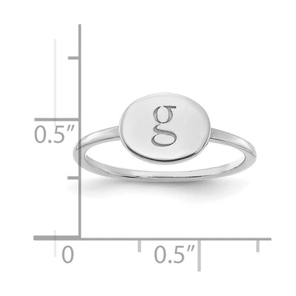 14K Weißgold Siegelring mit ovalem Initial