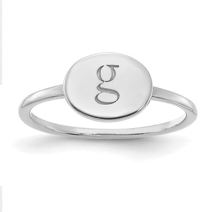 14K Weißgold Siegelring mit ovalem Initial