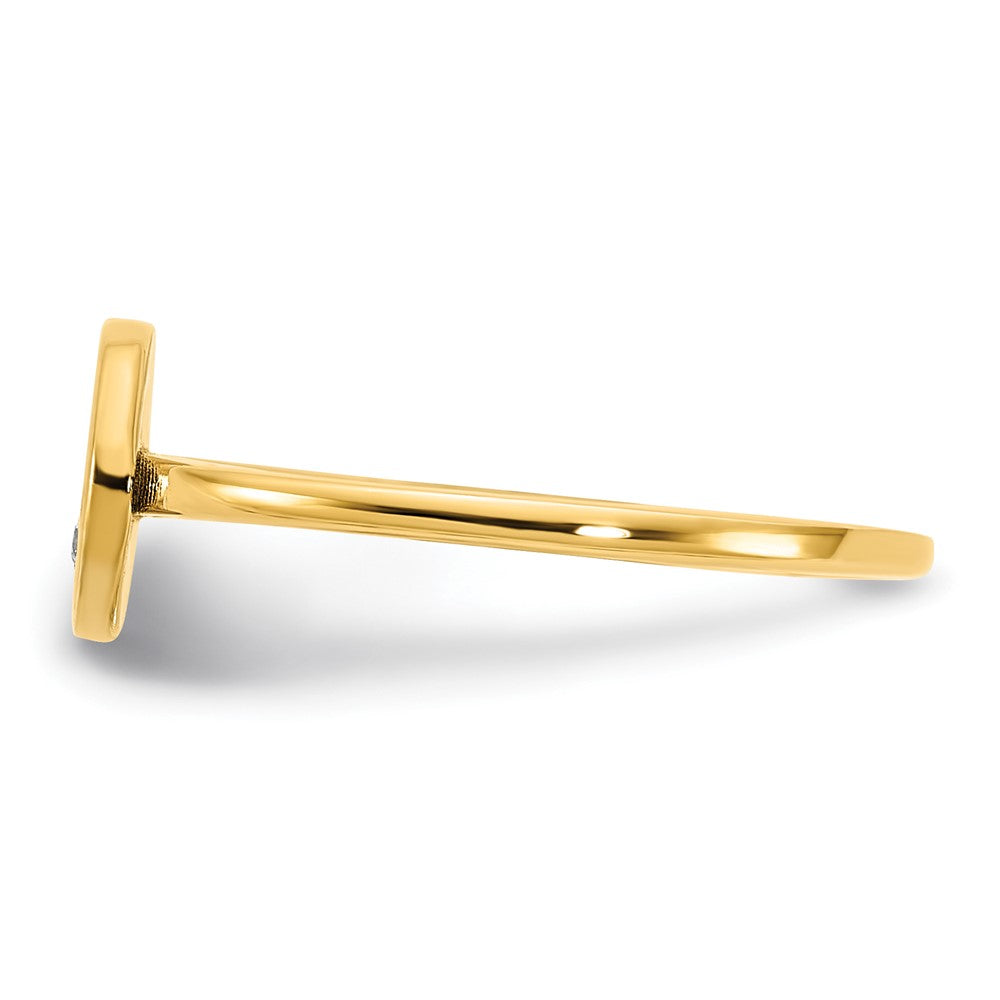 14K Gelbgold Siegelring mit ovalem Initial und echten Diamanten