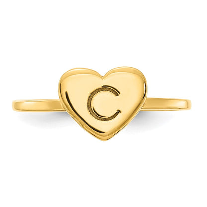 14K Gelbgold Siegelring mit Herz-Initiale