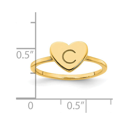 14K Gelbgold Siegelring mit Herz-Initiale