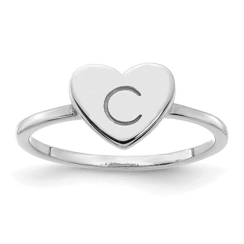 14K Weißgold Initiale Herz Ring