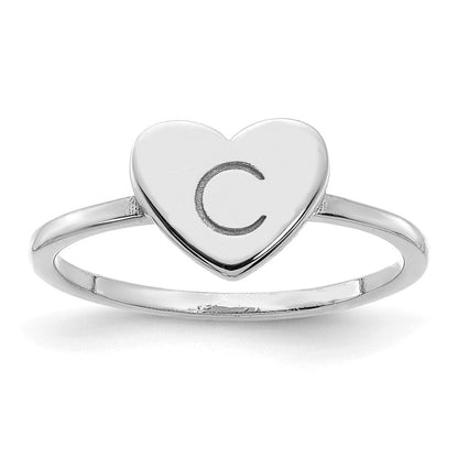 Siegelring mit Initiale und Herz aus 14K Weißgold