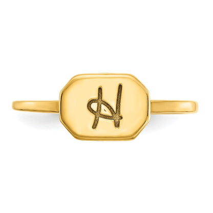 14K Gelbgold Siegelring mit Initiale, Oktagon