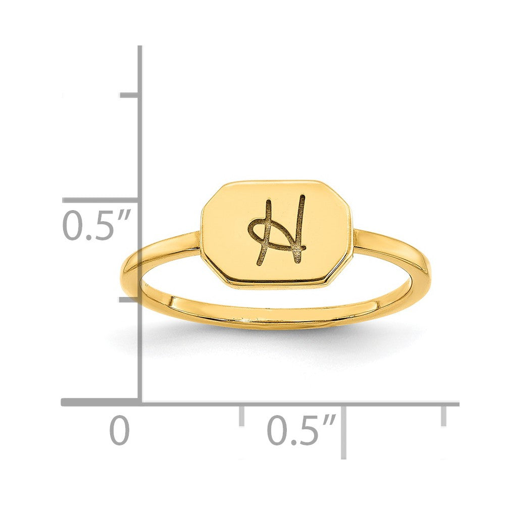 14K Gelbgold Siegelring mit Initiale, Oktagon