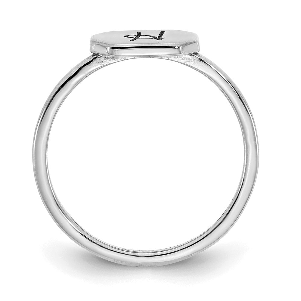 14K Weißgold Siegelring mit Initiale, Achteckig