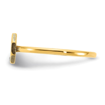 Siegelring aus 14K Gelbgold mit Initiale, Achteckform und echten Diamanten