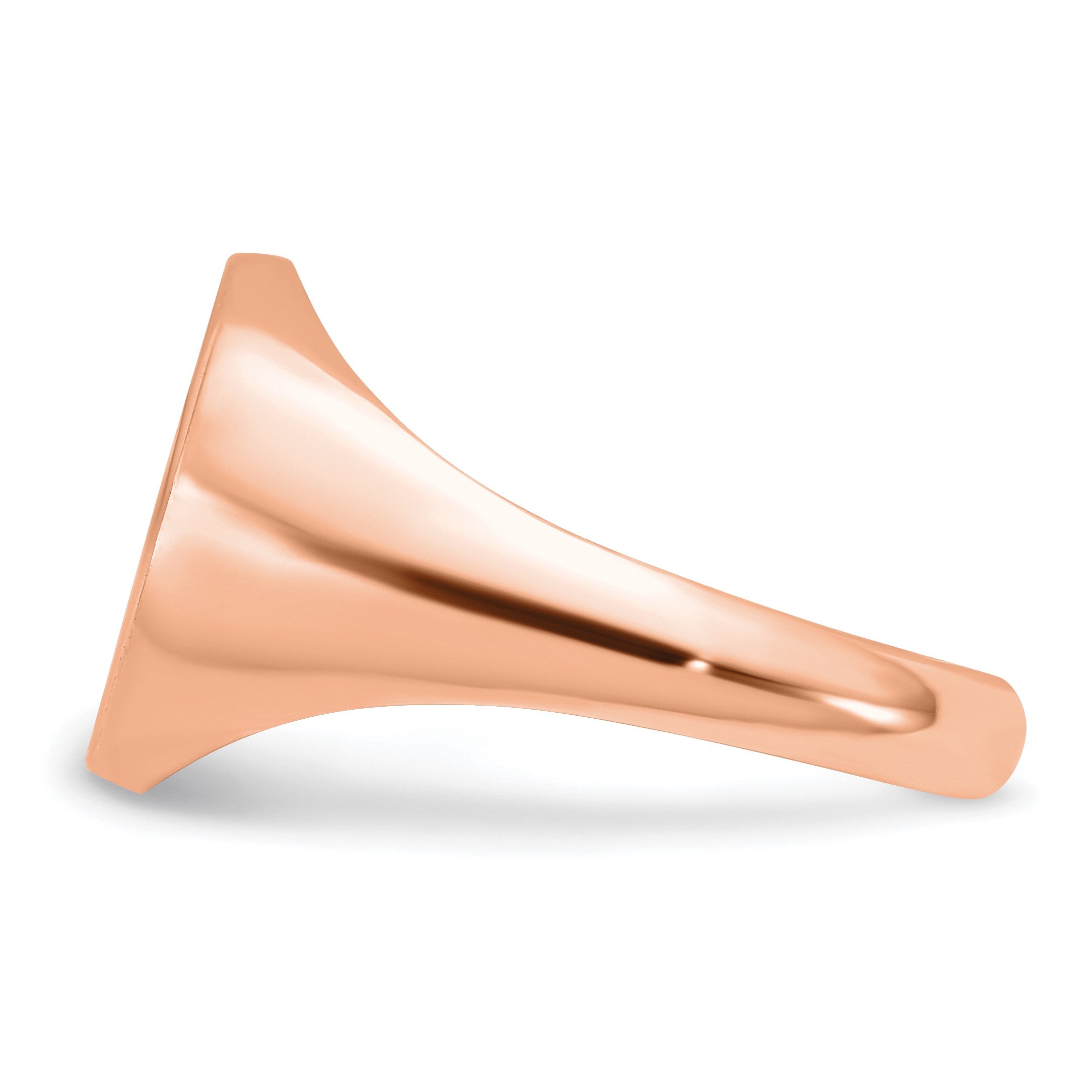 14K Roségold Siegelring, poliert, mit antikisiertem Monogramm-Hintergrund