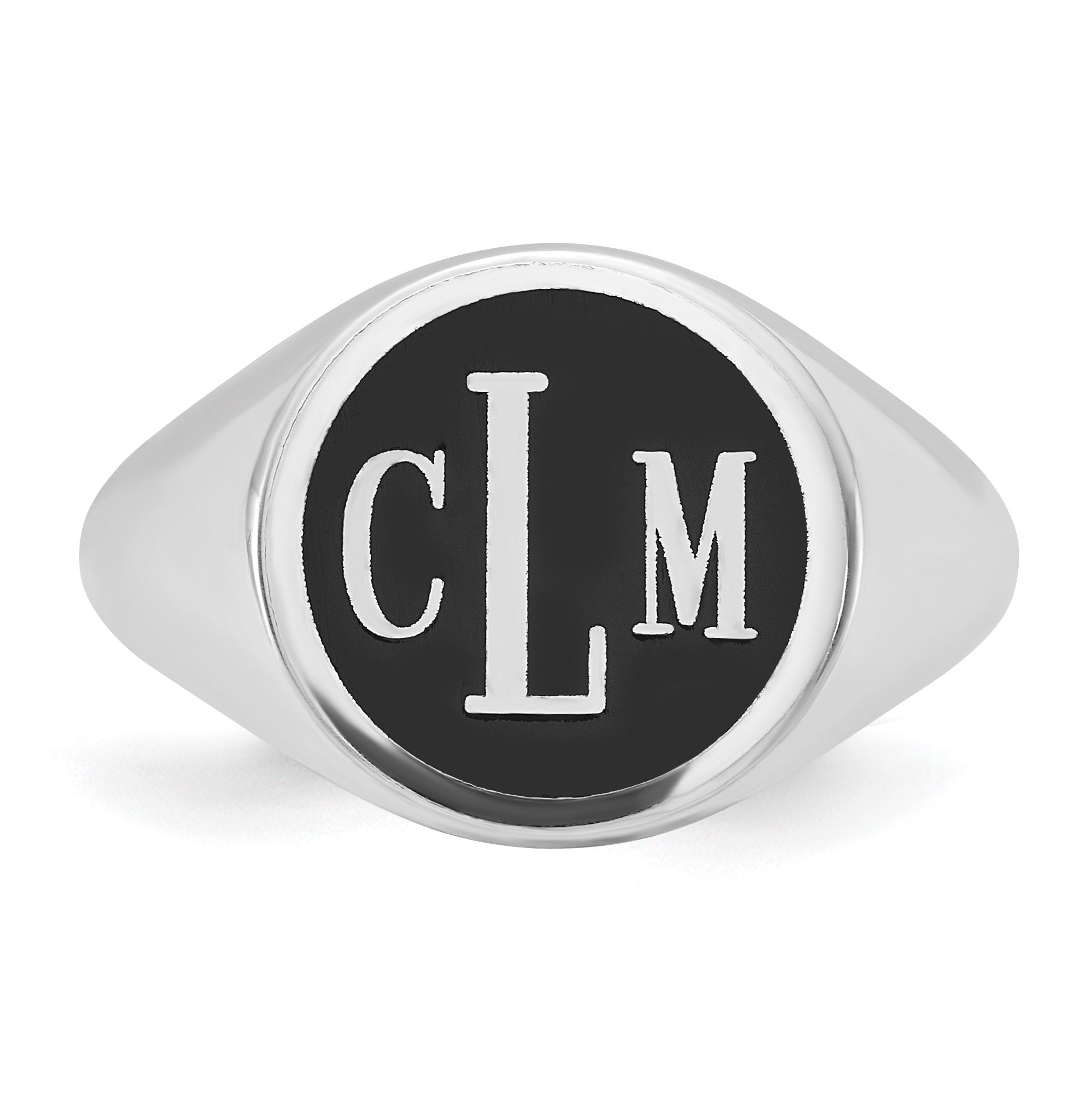 14K Weißgold mit Epoxid Monogramm Ring