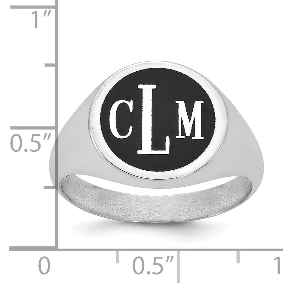 14K Weißgold mit Epoxid Monogramm Ring