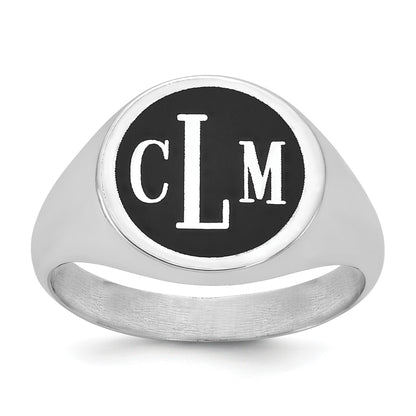 14K Weißgold mit Epoxid Monogramm Ring