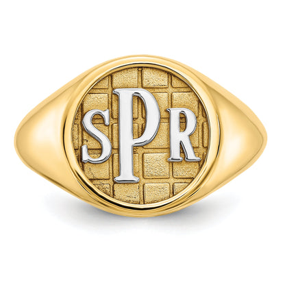 Vergoldet Sterlingsilber /gold Strukturiert Monogramm Siegel Ring