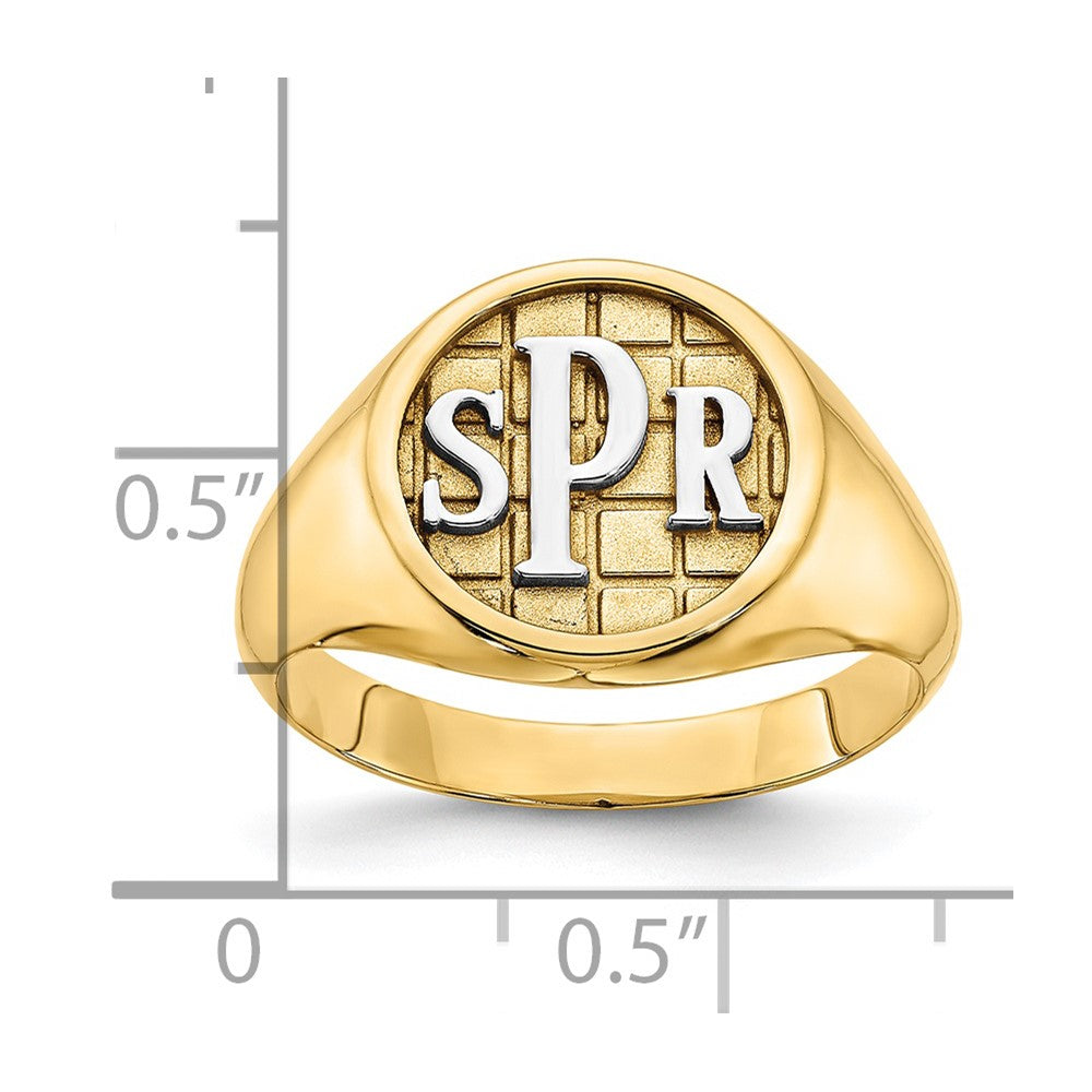14K Gelbgold Strukturiert Monogramm Siegel Ring