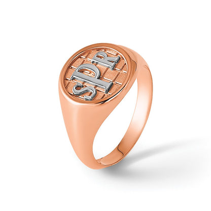 14K Roségold polierter Monogramm-Siegelring