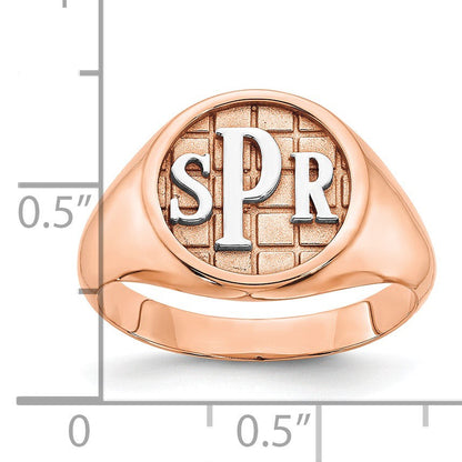 14K Roségold polierter Monogramm-Siegelring