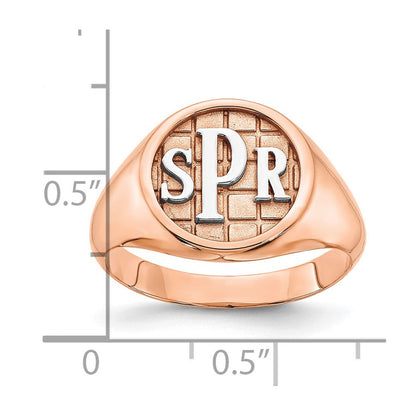 14K Roségold polierter Monogramm-Siegelring