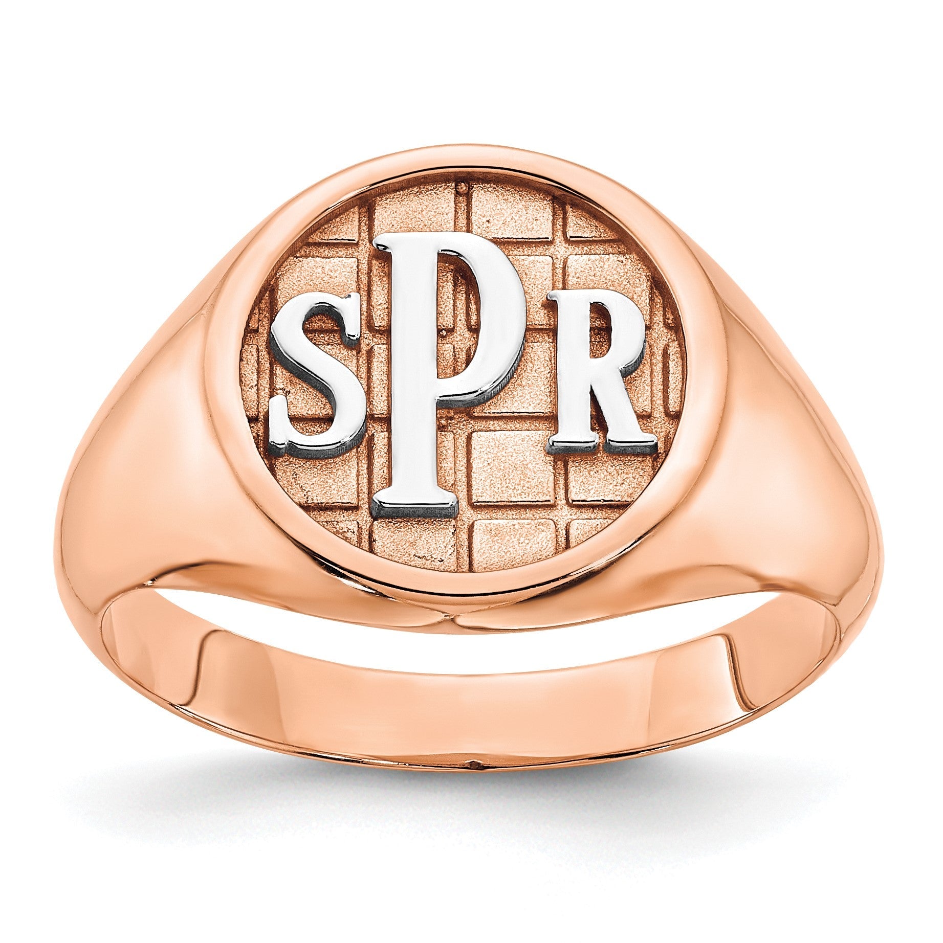 14K Roségold polierter Monogramm-Siegelring