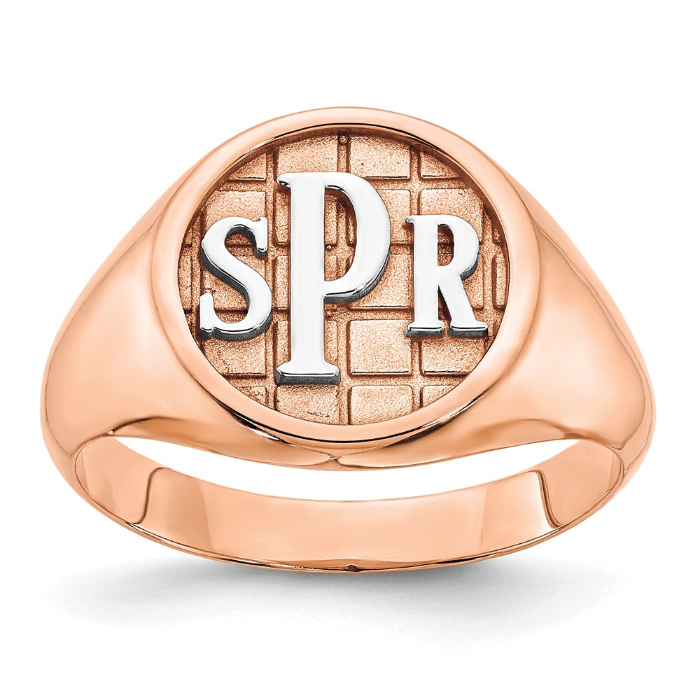 14K Roségold polierter Monogramm-Siegelring