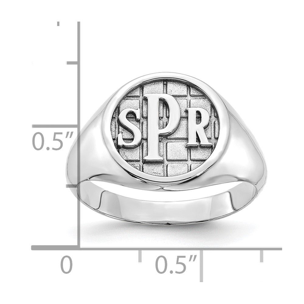 14K Weißgold Siegelring mit Monogramm, poliert