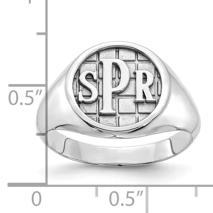 14K Weißgold Strukturiert Monogramm Siegel Ring