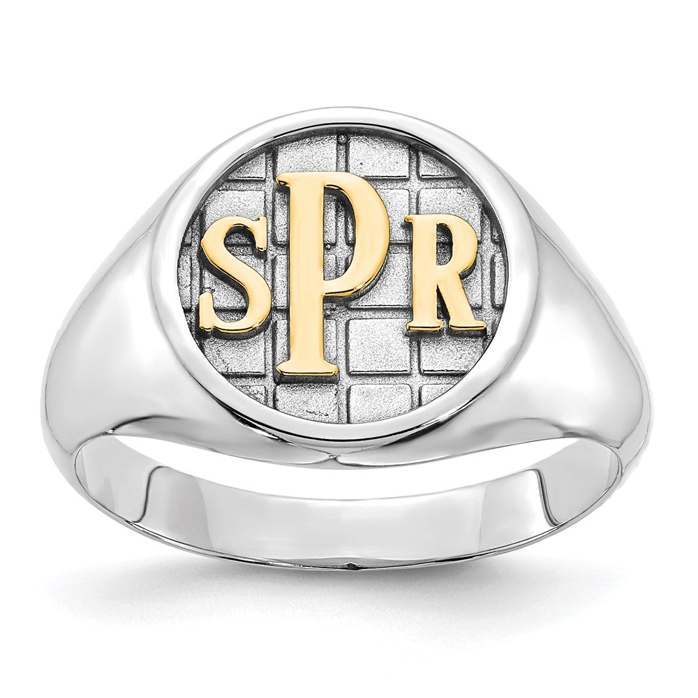 14K Weißgold Siegelring mit Monogramm, poliert