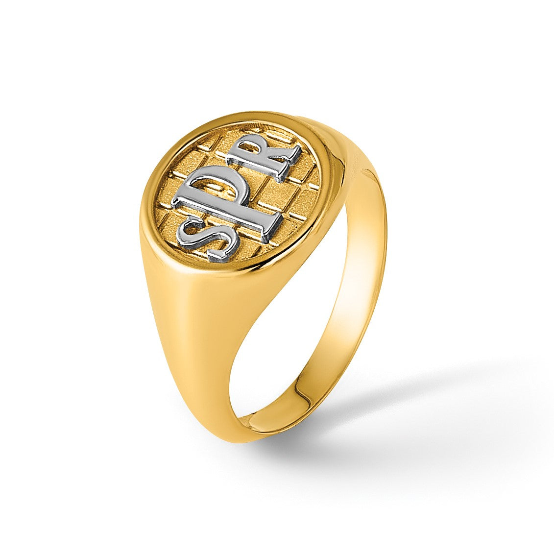 14K Gelbgold Strukturiert Monogramm Siegel Ring
