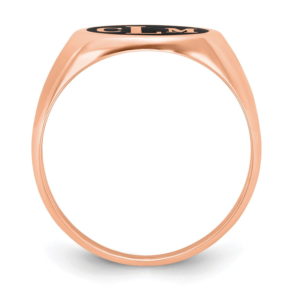 14K Roségold Siegelring, poliert, mit antikisiertem Hintergrund und Monogramm