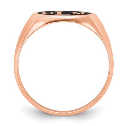 14K Roségold Siegelring, poliert, mit antikisiertem Hintergrund und Monogramm