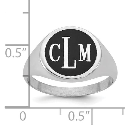 14K Weißgold mit Epoxid Monogramm Ring