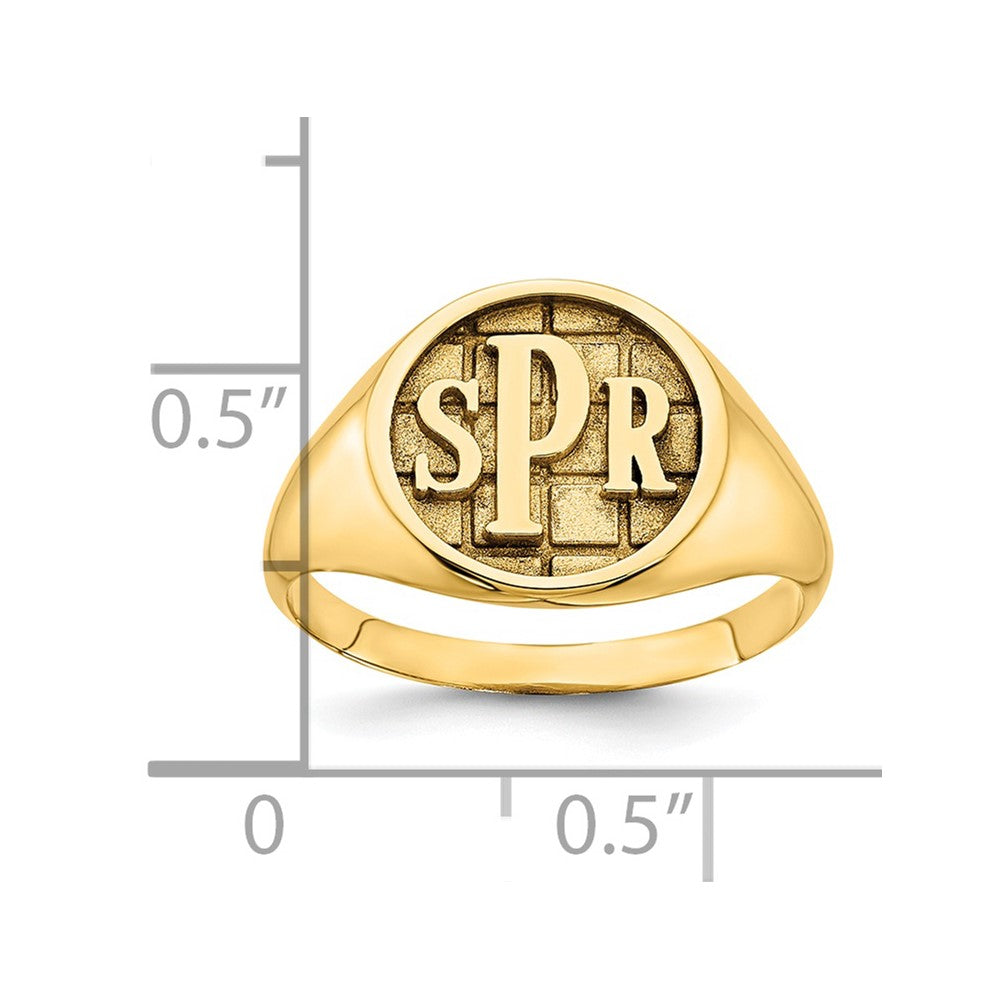 14K Gelbgold Strukturiert Monogramm Siegel Ring