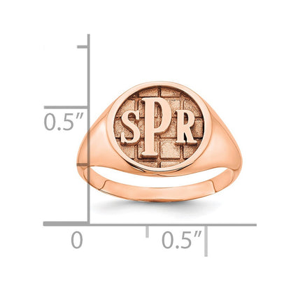 14K Roségold Poliert Monogramm-Siegelring