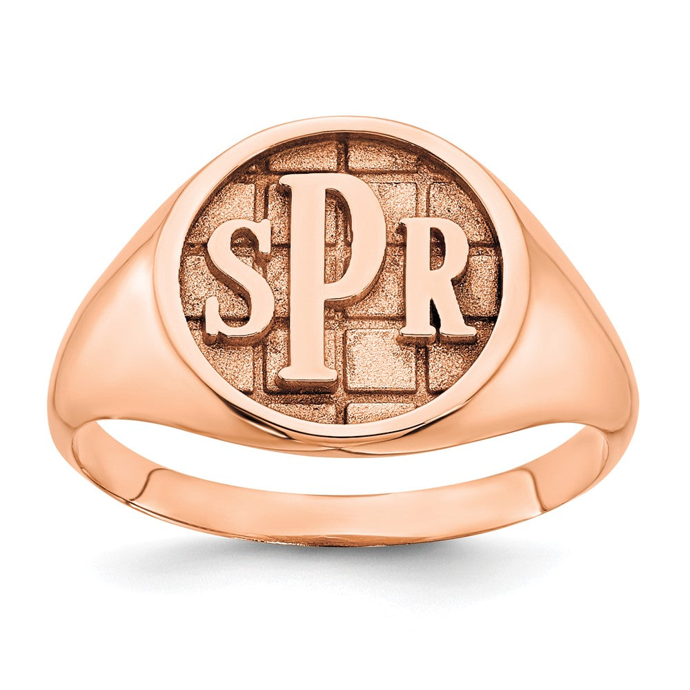 14K Roségold Poliert Monogramm-Siegelring