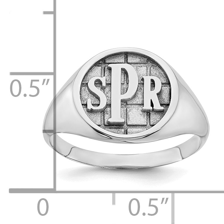 Sterlingsilber Silber/rhodiniert Strukturiert Monogramm Siegel Ring