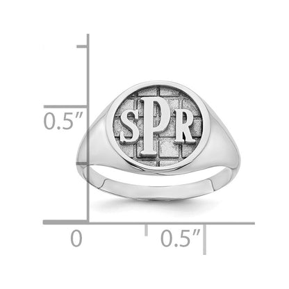 14K Weißgold Siegelring mit Monogramm, poliert