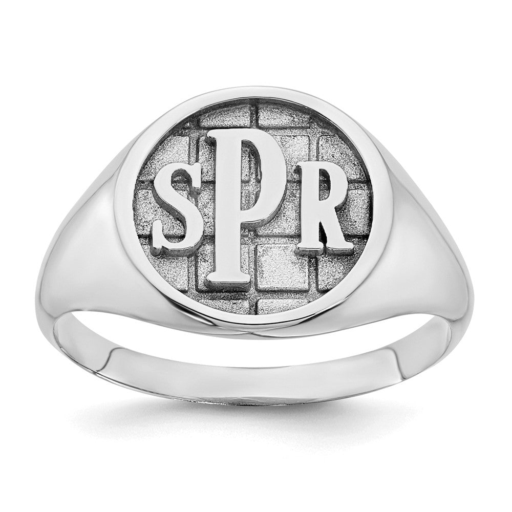 14K Weißgold Siegelring mit Monogramm, poliert