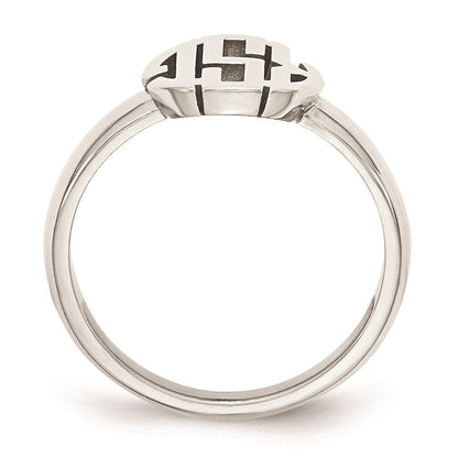 Polierter Siegelring mit Monogramm aus 14K Weißgold
