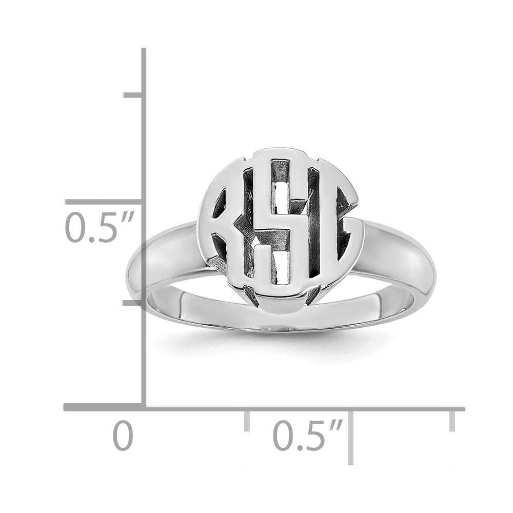 Polierter Siegelring mit Monogramm aus 14K Weißgold