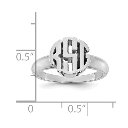 Polierter Siegelring mit Monogramm aus 14K Weißgold