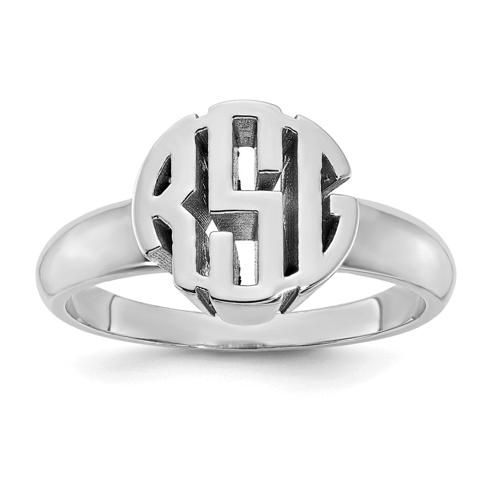 Polierter Siegelring mit Monogramm aus 14K Weißgold