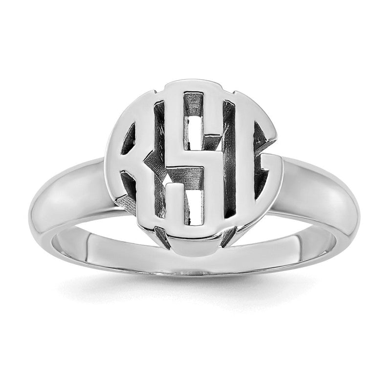 Polierter Siegelring mit Monogramm aus 14K Weißgold