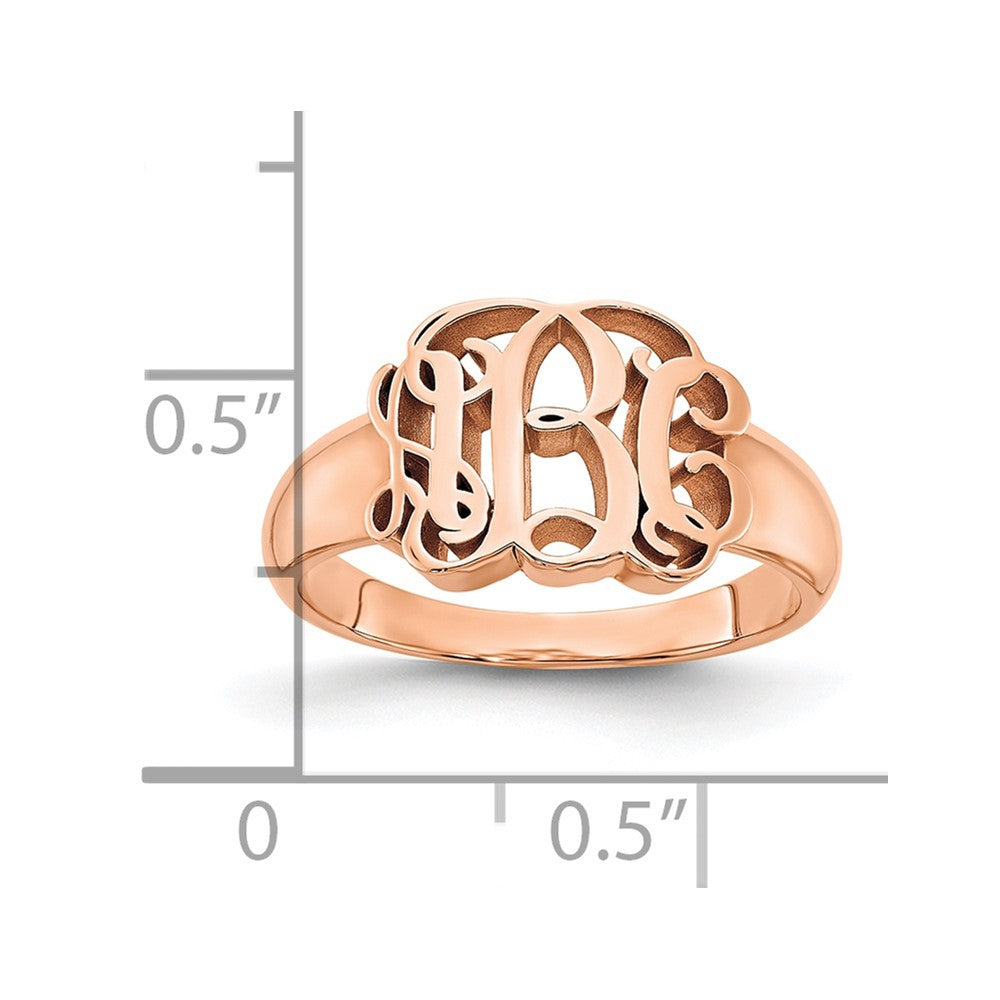 Roségoldbeschichtet Sterlingsilber /rose Monogramm Ring